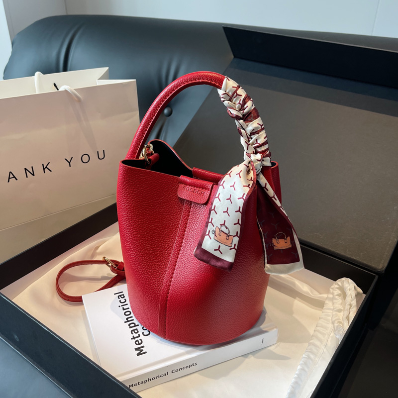 Women Hand Bags Sale - Kırmızı PU Kova Omuz ve Crossbody