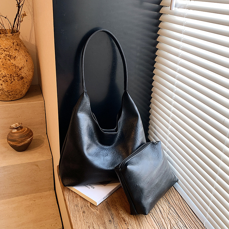 Women'S Vegan Bags - Retro Sade Büyük Kadın Omuz Çantası