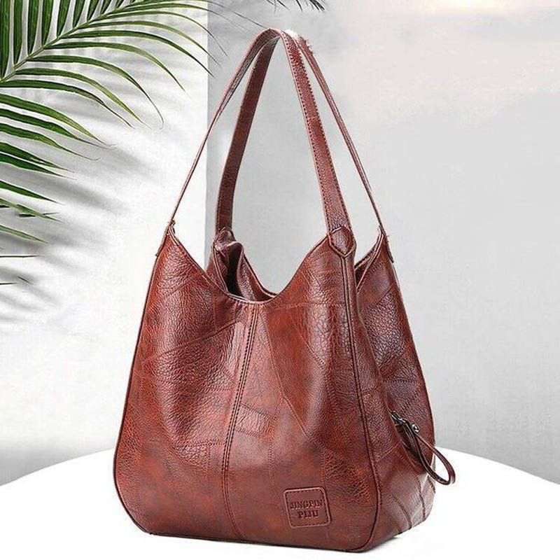Women'S Vegan Bags - Büyük Kapasiteli Vintage Deri Çanta Geniş