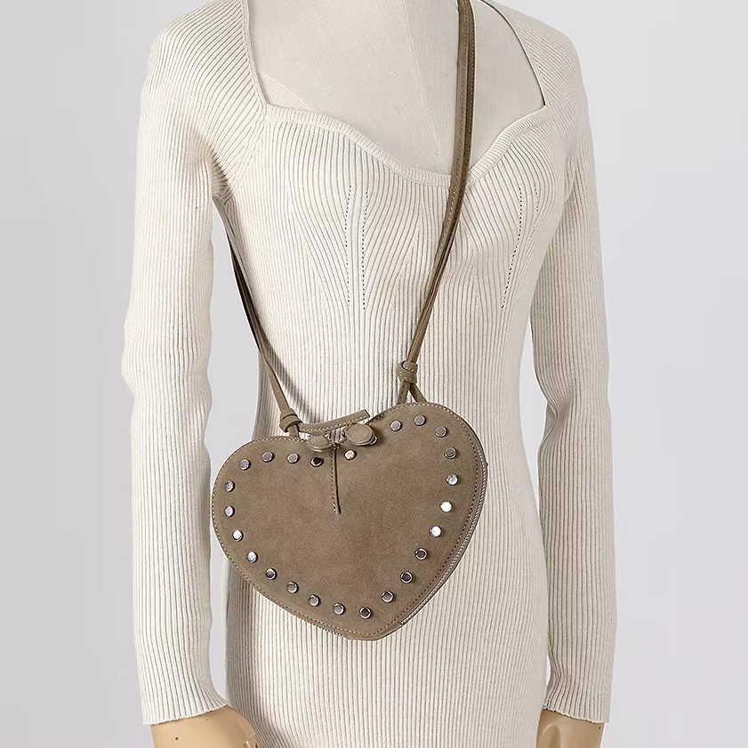 Women'S Vegan Bags - Kadınlar için Vintage Suni Süet Kalp